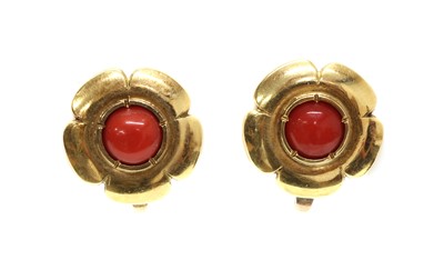 Lot 244 - A pair of coral flower head earrings, by Clare Murray