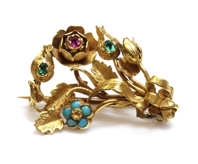 Lot 38 - A Regency gold gem set posy brooch