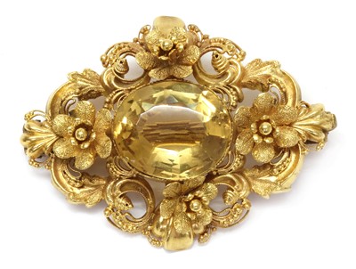 Lot 37 - A Victorian gold citrine brooch, c.1840