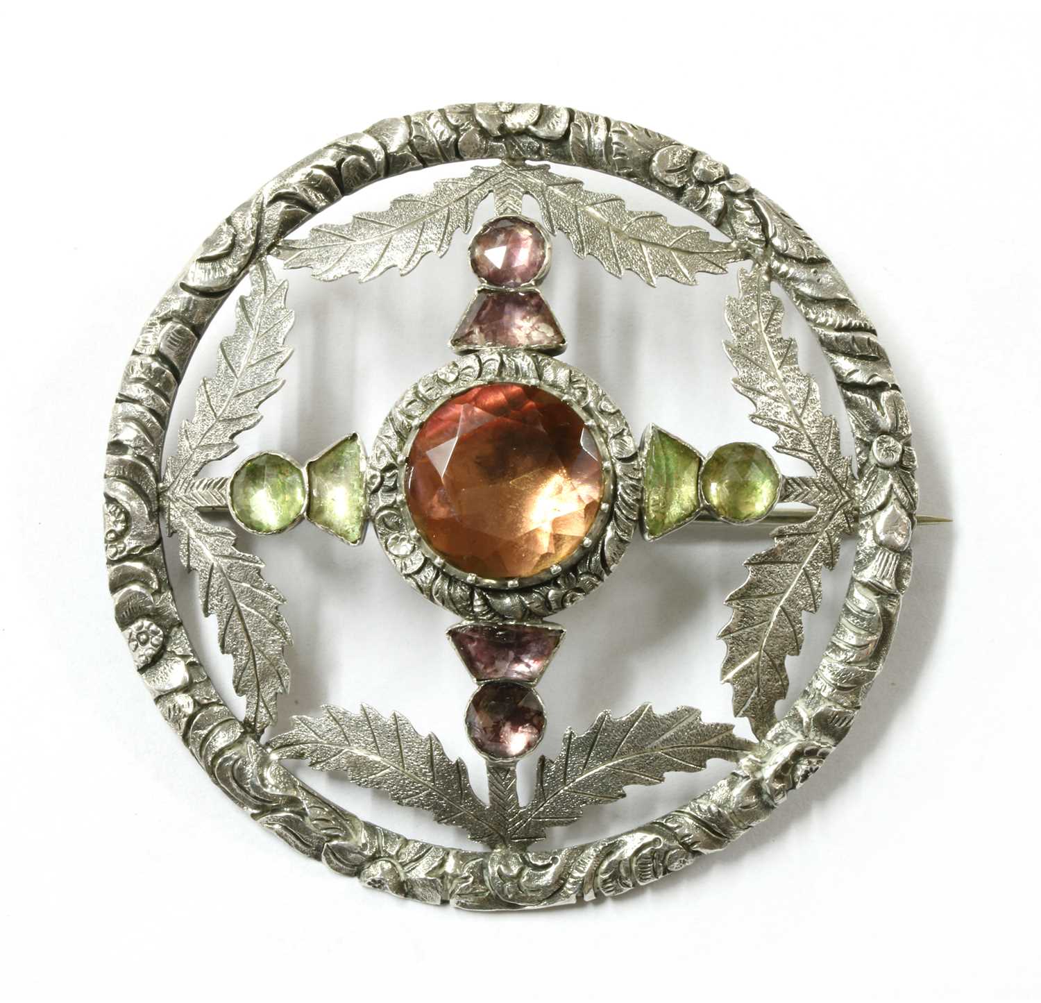 Lot 1041 - A Scottish silver foiled quartz brooch