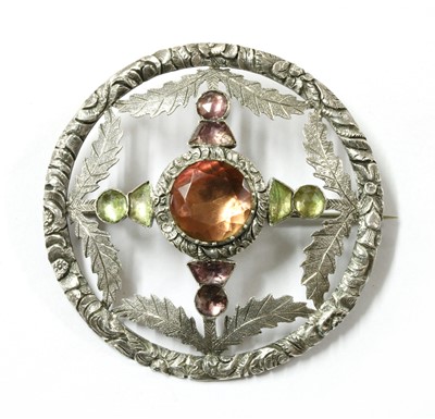 Lot 1041 - A Scottish silver foiled quartz brooch