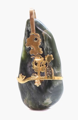 Lot 388 - A two colour gold serpentine pendant, by Clare Murray