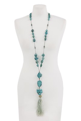 Lot 164 - A Chinese turquoise sautoir
