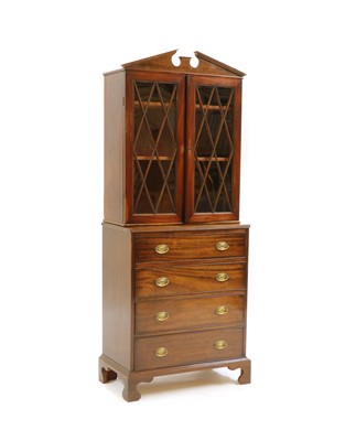 Lot 434 - A George III style mahogany small secretaire bookcase