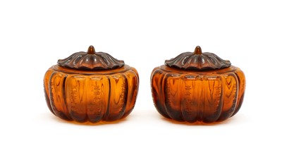 Lot 93 - A pair of Chinese Peking glass boxes and covers