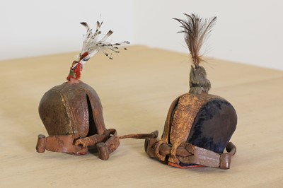 Lot 40 - Two leather falcon hoods