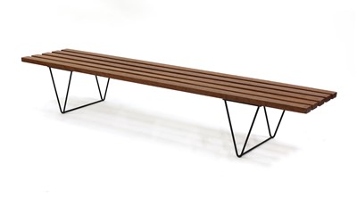 Lot 560 - A teak slatted bench