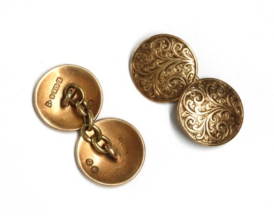 Lot 287 - A pair of 9ct gold cufflinks, by James Harrison