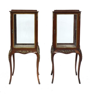 Lot 240 - A pair of late Victorian mahogany bijouterie cabinets