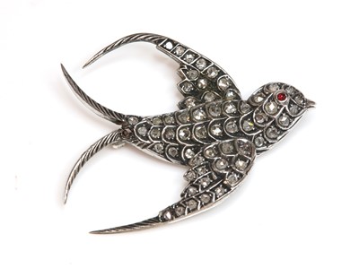 Lot 87 - A Victorian diamond set swallow brooch, c.1890