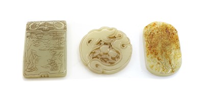 Lot 270 - Three Chinese carved jade plaques