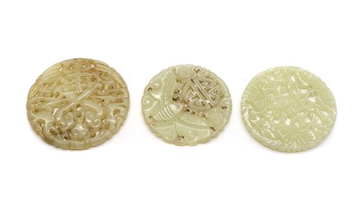 Lot 284 - Three Chinese jade plaques