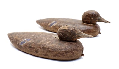 Lot 160 - Two carved wood and painted duck decoys