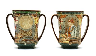 Lot 142 - A Royal Doulton commemorative twin handled loving cup