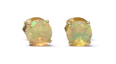 Lot 208 - A pair of gold single stone opal stud earrings