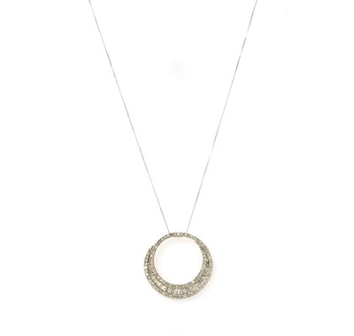 Lot 87 - A white gold diamond pendant
