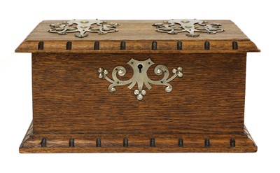 Lot 71 - An Arts and Crafts oak and pewter-mounted casket