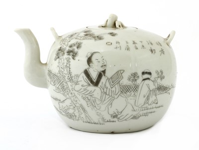 Lot 67 - An unusual Chinese engraved teapot and cover
