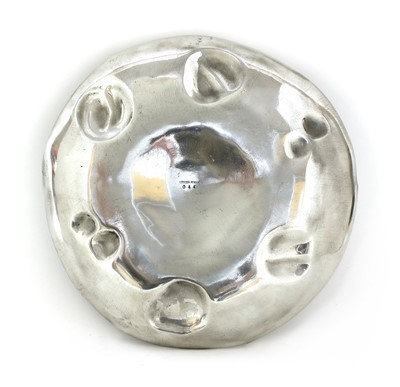 Lot 109 - An Arts and Crafts Tudric pewter and enamel 'Bollelin' tray