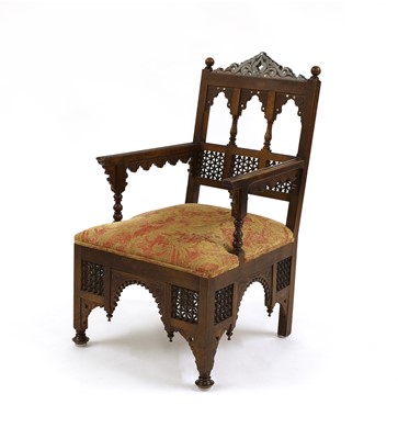 Lot 33 - An Aesthetic Movement Moorish mahogany armchair