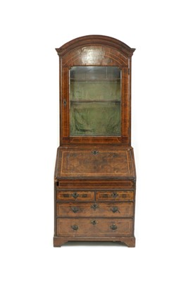 Lot 315 - An 18th century walnut and featherbanded bureau cabinet