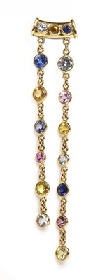 Lot 379 - A gold vari-coloured sapphire neglige pendant