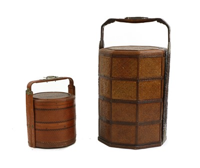 Lot 353 - A large Chinese bamboo wicker wedding basket