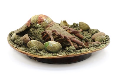 Lot 219 - A Portuguese Palissy Mafra maiolica pottery dish