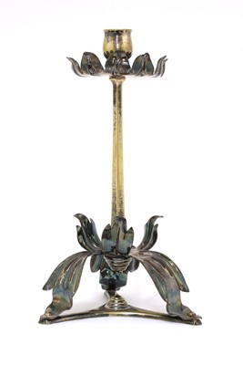 Lot 65 - An Arts and Crafts silver-plated candlestick