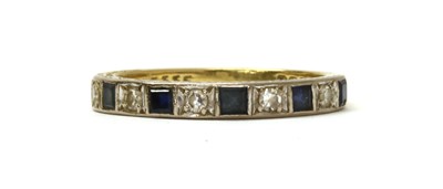 Lot 169 - An 18ct gold sapphire and diamond half eternity ring, by Cropp & Farr