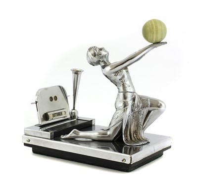 Lot 305 - An Art Deco chrome and ebonised desk stand
