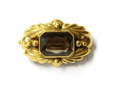 Lot 1173 - A gold smoky quartz brooch