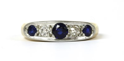 Lot 6 - A gold sapphire and diamond five stone ring