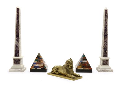 Lot 68 - A pair of white marble obelisks