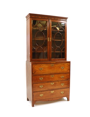 Lot 318 - George III mahogany secretaire bookcase