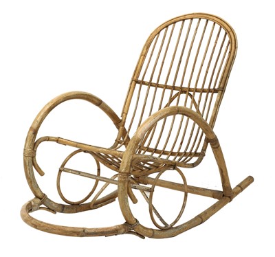 Lot 423 - A Dutch bamboo and rattan rocking chair