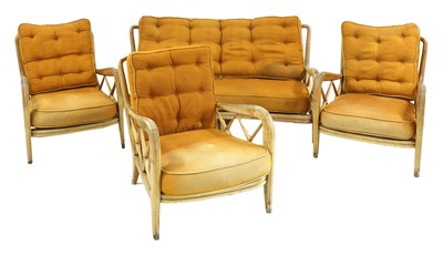 Lot 708 - An Italian blondewood lounge suite