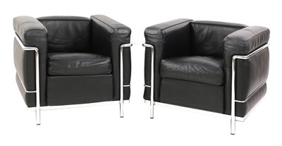 Lot 516 - A pair of leather 'LC2' armchairs