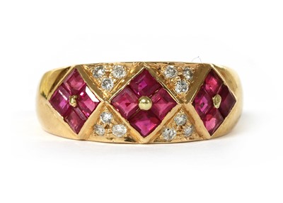 Lot 1154 - A gold ruby and diamond ring