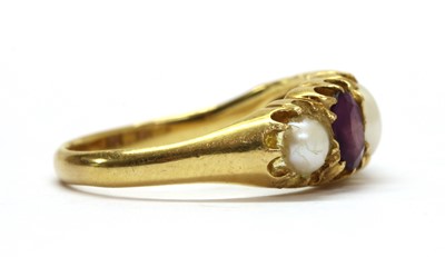 Lot 12 - A gold split pearl and amethyst five stone ring