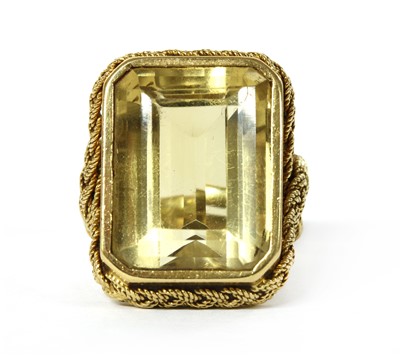 Lot 1177 - A gold single stone citrine ring