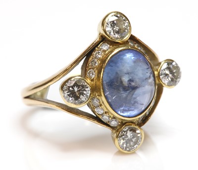 Lot 336 - An 18ct gold sapphire and diamond ring