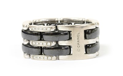 Lot 42 - An 18ct white gold and black ceramic Chanel 'J12 Ultra' ring