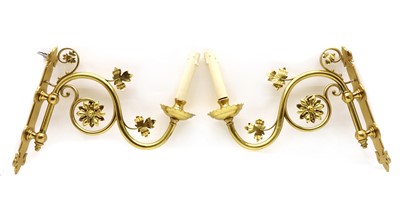Lot 73 - A pair of Victorian Gothic brass wall lights