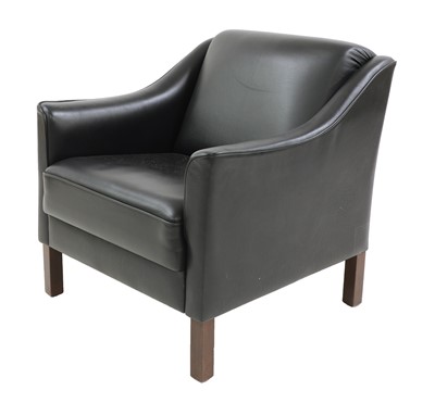 Lot 331 - A black leather armchair
