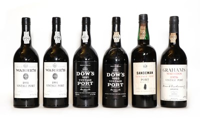 Lot 288 - Assorted Vintage Port: Sandeman, 1968, one bottle and five various others (6)