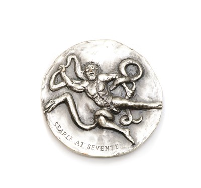 Lot 77 - A silver-plated bronze medallion 'Searle at Seventy'