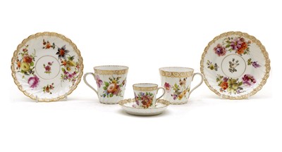 Lot 183 - Eight Dresden porcelain coffee cans and thirteen saucers