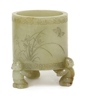 Lot 408 - A Chinese jade censer