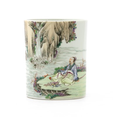 Lot 294 - A Chinese famille rose brush pot